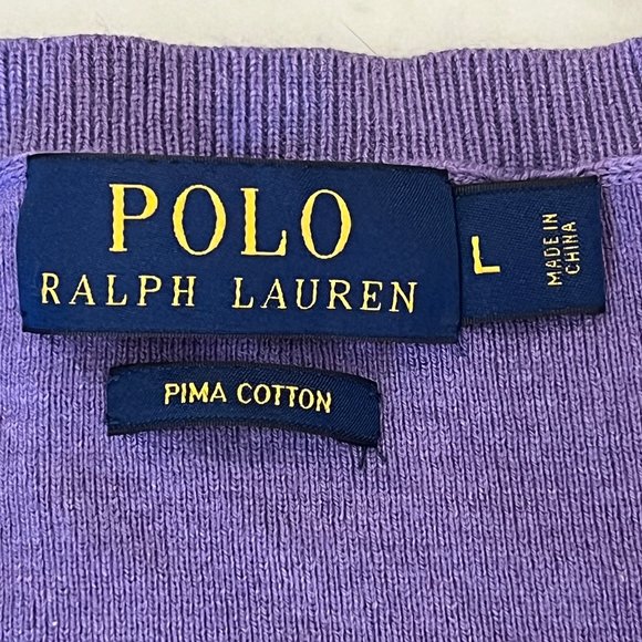 Perfect for spring! POLO Ralph Lauren Purple Pima Cotton V-Neck Sweater … - Picture 4 of 5